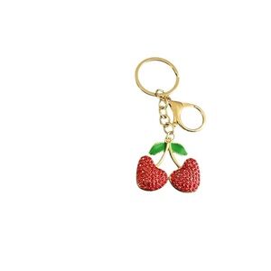 Sparkling Red Cherry Heart Bag Charm Trendy 2026 NWT